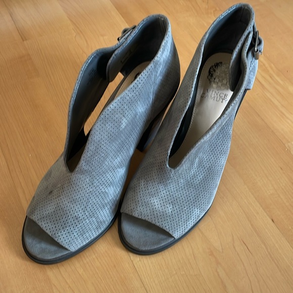 Vince Camuto Shoes - Vince Camuto suede pinhole mule booties heels